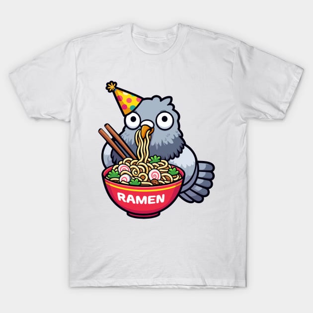 Birthday Pigeon With Ramen T-Shirt by MoDesigns22 